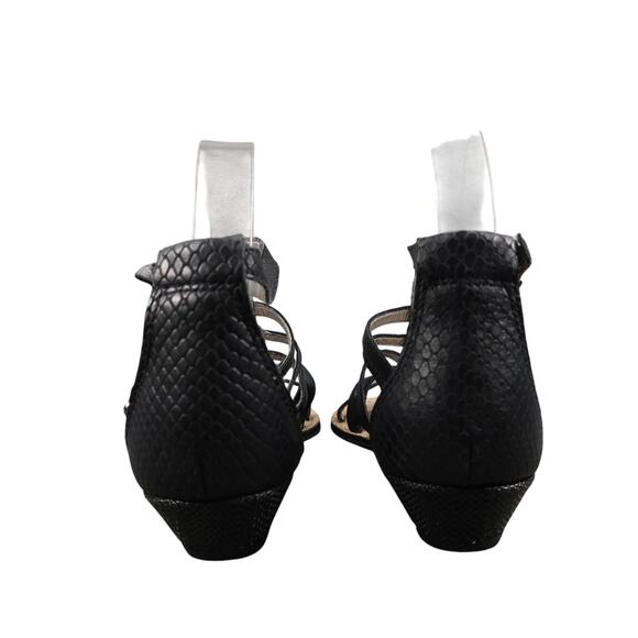 Sam Edelman Shoes Womens 7.5 Sandal Leather Caged Buckle Strappy Low Wedge Donna - Picture 5 of 12